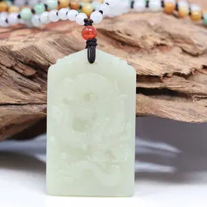 Baikalla™ Genuine HeTian White Nephrite Jade Bigger Dragon Pendant Necklace
