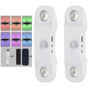2Pcs Motion Sensor Light, Portable Mini Bi-Directional Ambient Light, USB Rechargeable LED Sensor Lamp with RGB Adjustable, Wireless Wall Night Lights for Kitchen Cabinets, Bedrooms & Wardrobes,Magnetic Ambient Lights,Home Decor Indoor Atmosphere Lighting