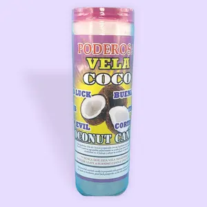 Candle Coconut Coco for Job and Good Luck Scented Long Lasting , Comes with Prayer