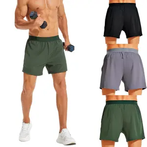 Mens 2 Packs Gym Workout Shorts Lightweight Quick Dry Training Running 5 inch Two Packs Shorts