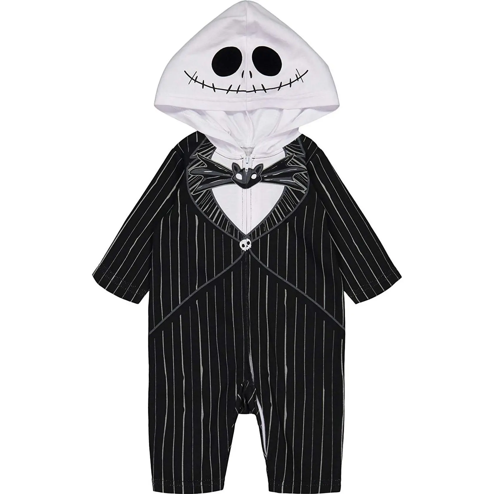 Disney Nightmare Before Christmas Jack Skellington Halloween Costume Zip-Up Jersey Coverall Black Toddler to Little Kid