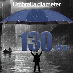 Business Folding Umbrella, Windproof Strong Super Large 130cm, Waterproof Sunproof Sunshade Big Umbrellas for Outdoor Use