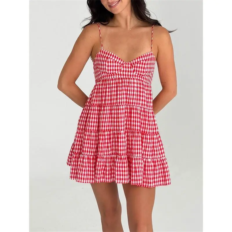 red Checkered mini dress - TikTok Shop