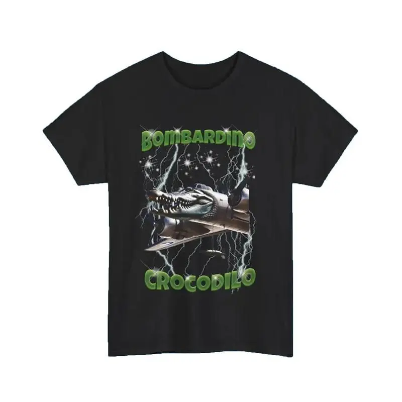 Humorous Meme Graphic Tee - Funny Bombardilo Crocodilo T-Shirt Top Trend Gift for Reptile Lovers and Friends