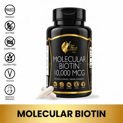Cocó March N.M.D Molecular Biotin Wellness Supplement, Dietary Supplement to Support Healthy Skin, Growth of Hair and Nails - 60 Capsules per Pack