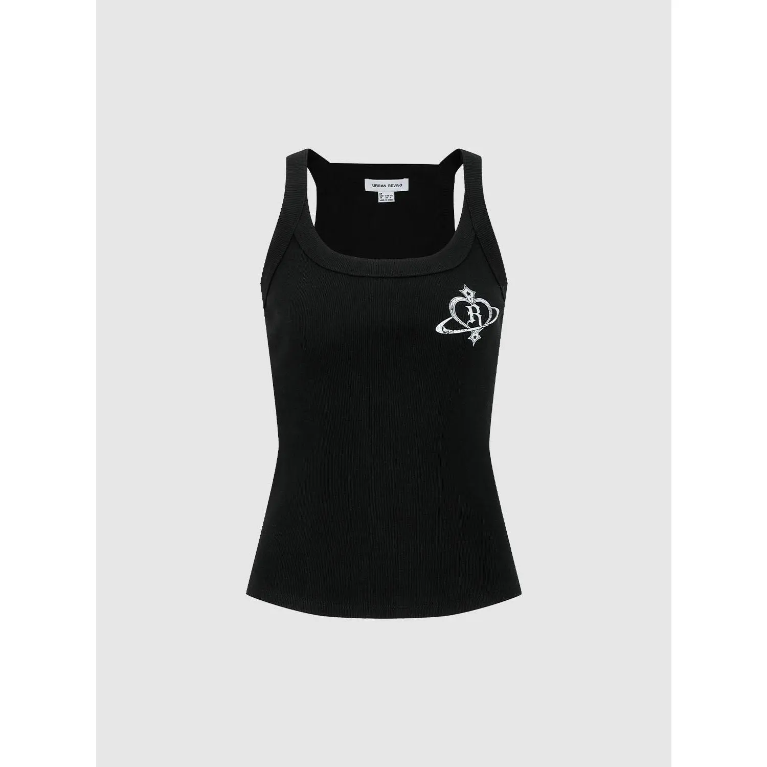 URBAN REVIVO Women's 2026 Summer Casual Slim-Fitting Thick Cotton Fabric Printed Sleeveless Tank Top, Cotton Blend