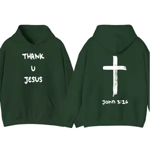 [Made in USA] Daydrian Harding Thank U Jesus Hoodie, Unisex Sand Graphic Sweatshirt, Christian Faith Apparel, Inspirational Religious Pullover, Cozy Streetwear Gift for Men and Women