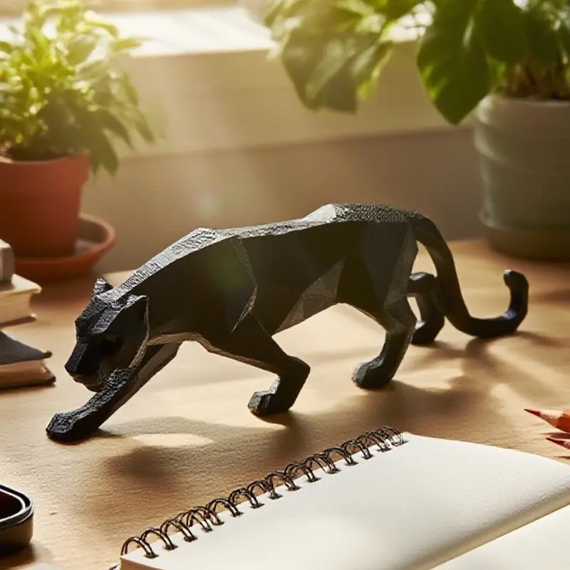 3D Printed Panther Statue, Realistic Animal Sculpture for Home Decor, Animal Decorative Figurines, Perfect Gift for Holidays, Office Desk Ornament, Elegant Present