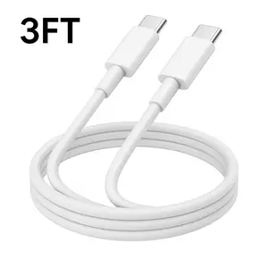 3FT USB-C to USB-C Cable 60W PD Fast Charging Silicone Data Sync White