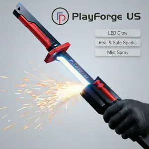 LED Light Up Spark Sword Toy, 31.5 in Cyberpunk Style Katana with Spark Effects, Mist Spray and Sound FX,Includes USB Charging Cable