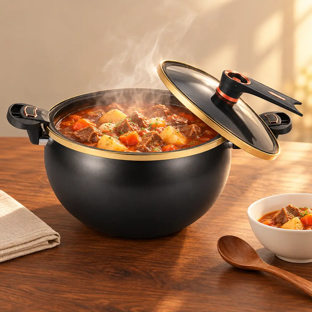 2026 Large Capacity Micro Pressure Cooker 8.45Qt Nonstick Cooking Pot Fast Cooking Kitchen Cookware with Safety Valve Glass Lid for Gas Stovetop