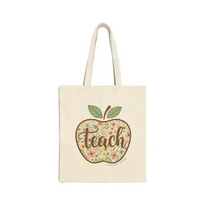 Apple-Themed Teacher Tote Bag