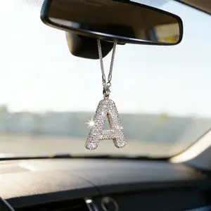 26 Pcs Rhinestone Letter Car Hanging Decorations, Fashion Shiny Style, Boujee Car Accessories, Interior Accessories for Cars, Vehicle Decoration Items, Car Ornament