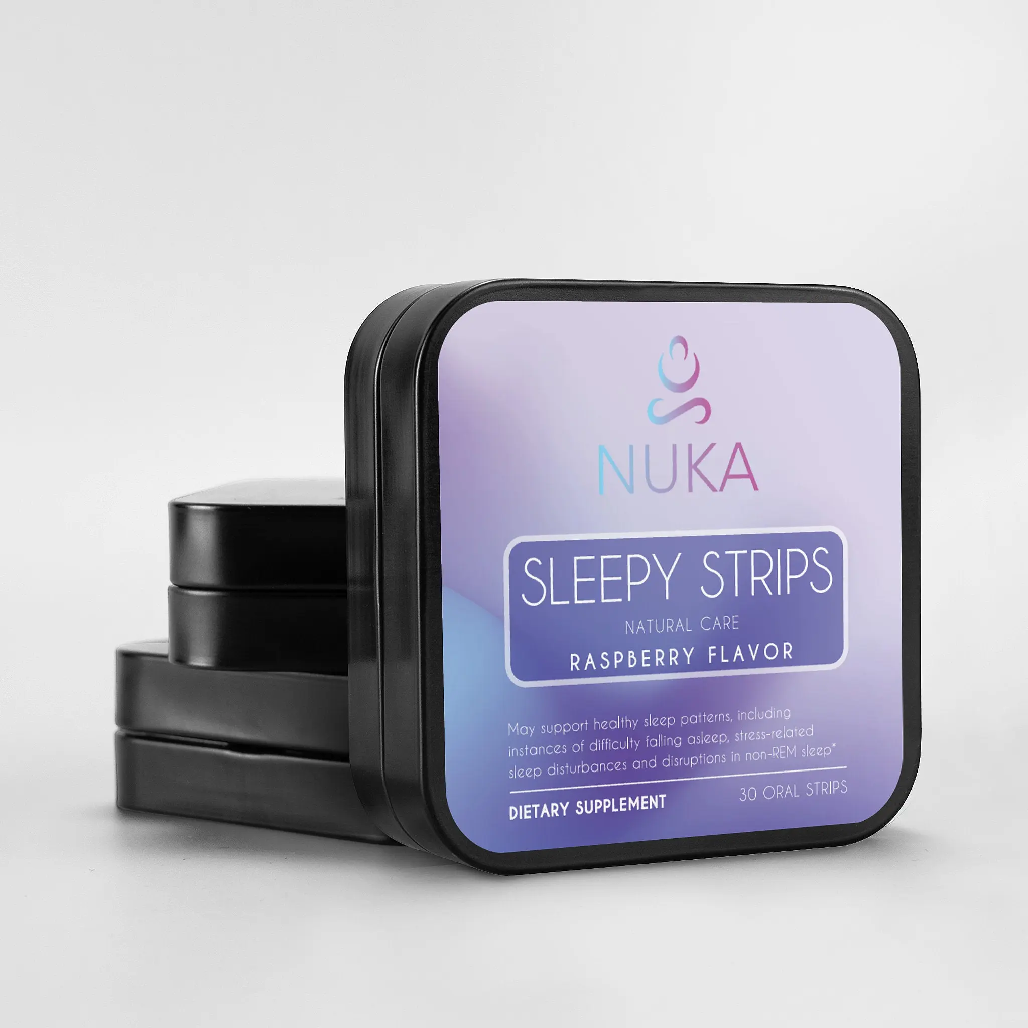 Nuka Sleepy Strips Raspberry Flavor 30 Oral Strips for Healthy Sleep Support with Valerian Root & Chamomile Extracts Lavender Natural Edible