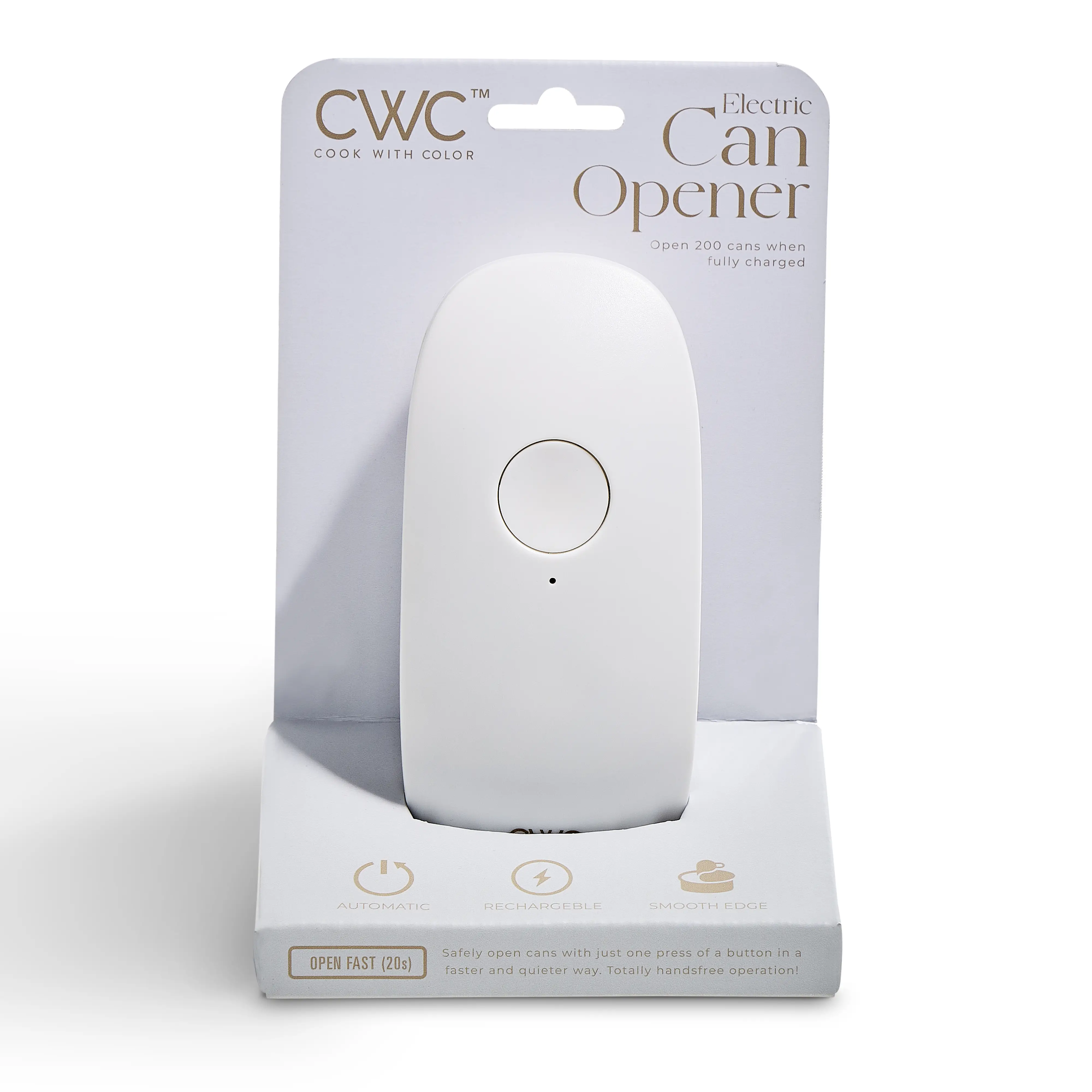 Cook With Color Electric Rechargeable Can Opener, Automatic Can Opener with Smooth Edge Technology