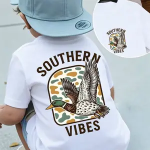 "Southern Vibes" Camo Duck Toodler Kids Tee, Camouflage Duck Silhouette Pattern Southern Boy Tshirt / Country Boy Shirt / South shirt, Hunting Season Toddler Shirt, Chocolate Lab Dog Mallard Tee