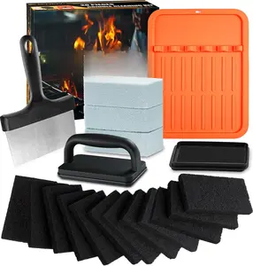 Upgraded Griddle Cleaning Kit for Blackstone 20 count Flat Top Grill Accessories Cleaner Tool Set, with Griddle Scraper, Heat-Resistant  Spatula Mat with Hanger, Grill Stone, Griddle Brush