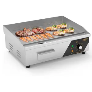 ROVSUN 22" Electric Countertop Flat Top Griddle, 1600W Electric Griddle, Teppanyaki Grill Stainless Steel with Adjustable Temperature Control 122°F-572°F for Home Restaurant Commercial