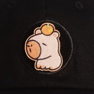 Capybara with Orange Embroidered Hook-backed Patch