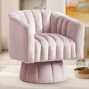 KORSER 360° Swivel Accent Chair  with Wide Upholstered Velvet Fabric, for Living Room, Lounge, Bedroom