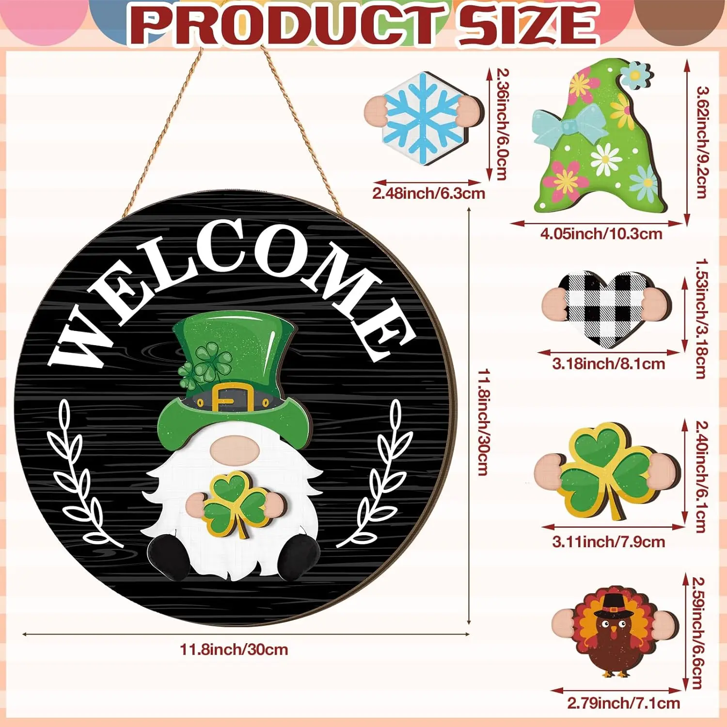 Interchangeable Wooden Gnome Decor Holiday Seasonal Gnome Decorations with Magnet Pieces and Detachable Hats Changeable Welcome Sign for Home(Black Style) Interchangeable Wooden Gnome Decor Holiday Seasonal Gnome Decorations with Magnet Pieces and Detachable Hats Changeable Welcome Sign for Home(Black Style)