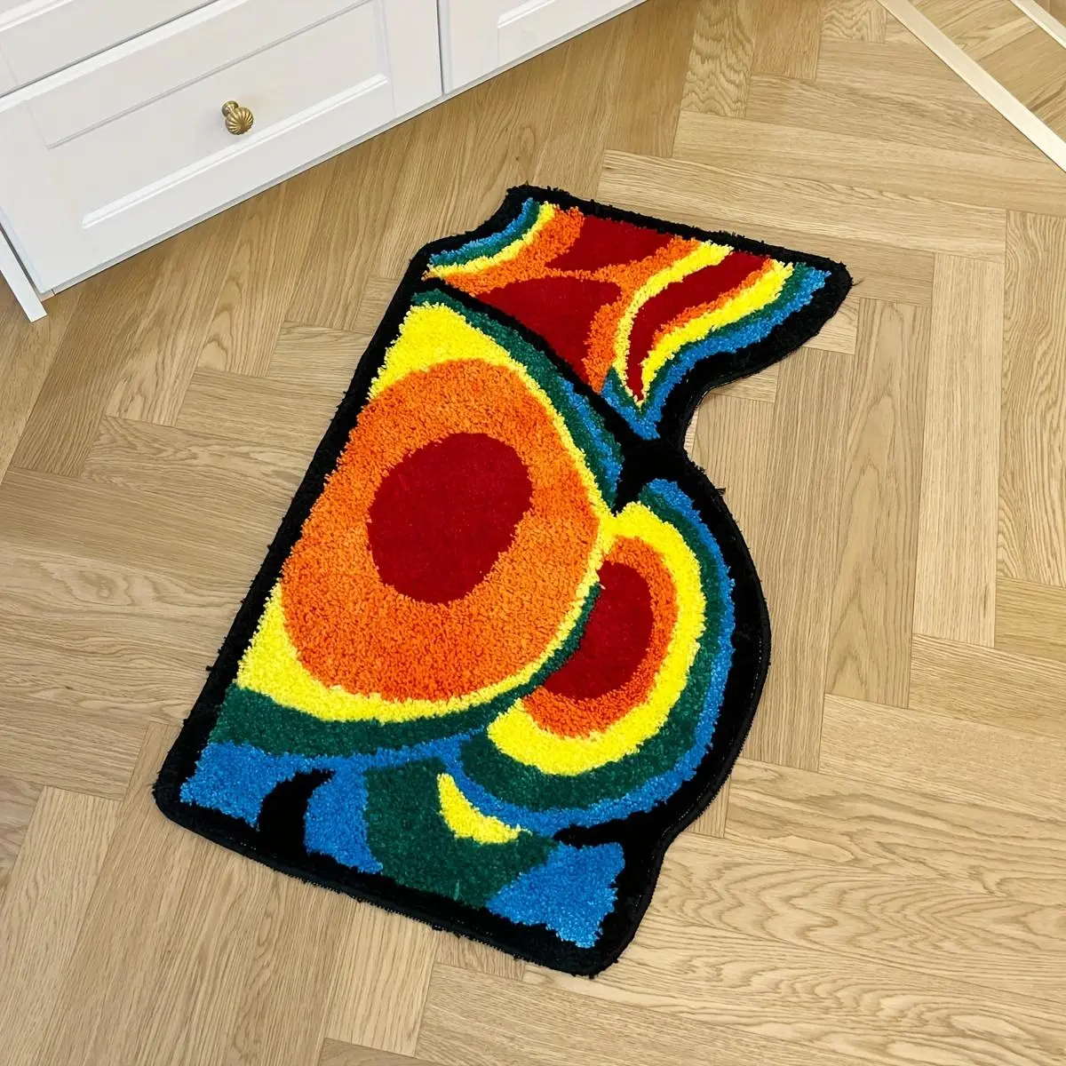 Colorful Geometric Design Soft Area Rug, Irregular Non-slip Home Decorative Abstract Area Rug, Plush Carpet for Home Room Office