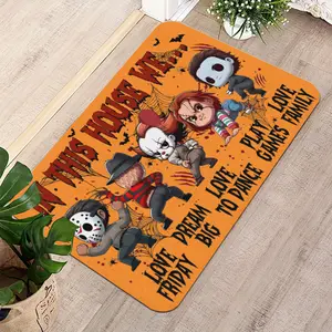 [Memorial Day Deals] Halloween floor mat, featuring interesting cartoon horror characters design, suitable for entrances, bathrooms and bathtubs, anti-slip and water-absorbing, Perfect Halloween Gift(Diatom Mud)