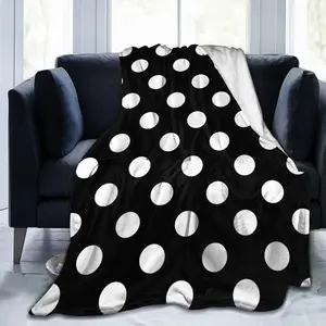 Black White Polka Dot Retro Blanket Soft Lightweight Throw Blankets Cozy Flannel Bed Throws for Sofa Couch Travel Home Room Bedroom Decor Gifts for Women Men Kids 60"x50"