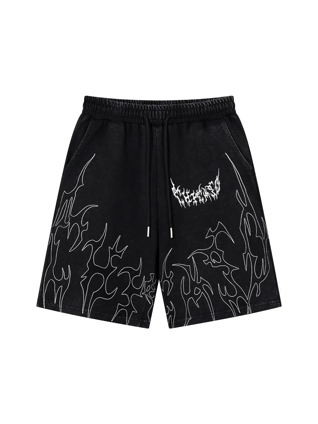 Men's Street Style Summer Casual Fine Print Loose Shorts, Washed Letter Print, Comfortable and Fashionable, Ideal for Daily Wear, Perfect for Warm Weather