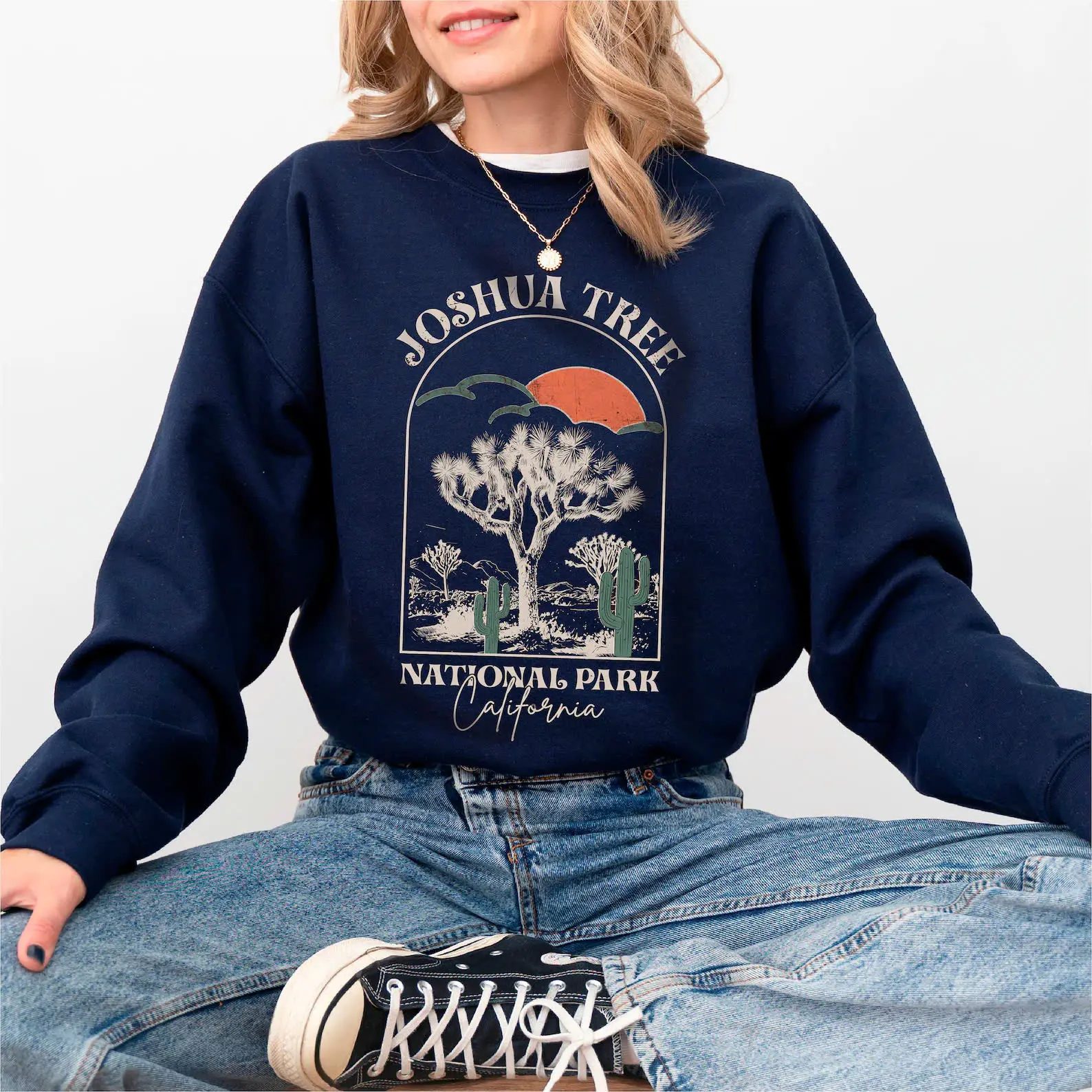 Joshua Tree National Park Sweatshirt, California Sweatshirt, Forest Green Sweatshirt Aesthetic, Cozy Boho Cute Crewneck, Hiking Camping