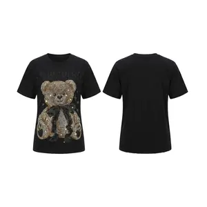 Luxury TCH 2026 Summer Edition Water Diamond Bear Printed Short Sleeve T-shirt