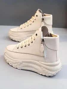 Women's Fashionable Lace Up Platform Sneakers, Trending Sneakers, Casual Comfortable Breathable Athletic Sports Shoes, Female All-match Round Toe Chunky Sneakers for Daily Life
