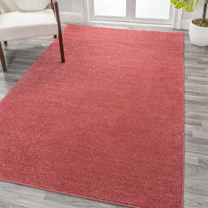JONATHAN Y Haze Solid Low-pile Area Rug Red; for Living Room, Kitchen, Bedroom, Dining Room, Office