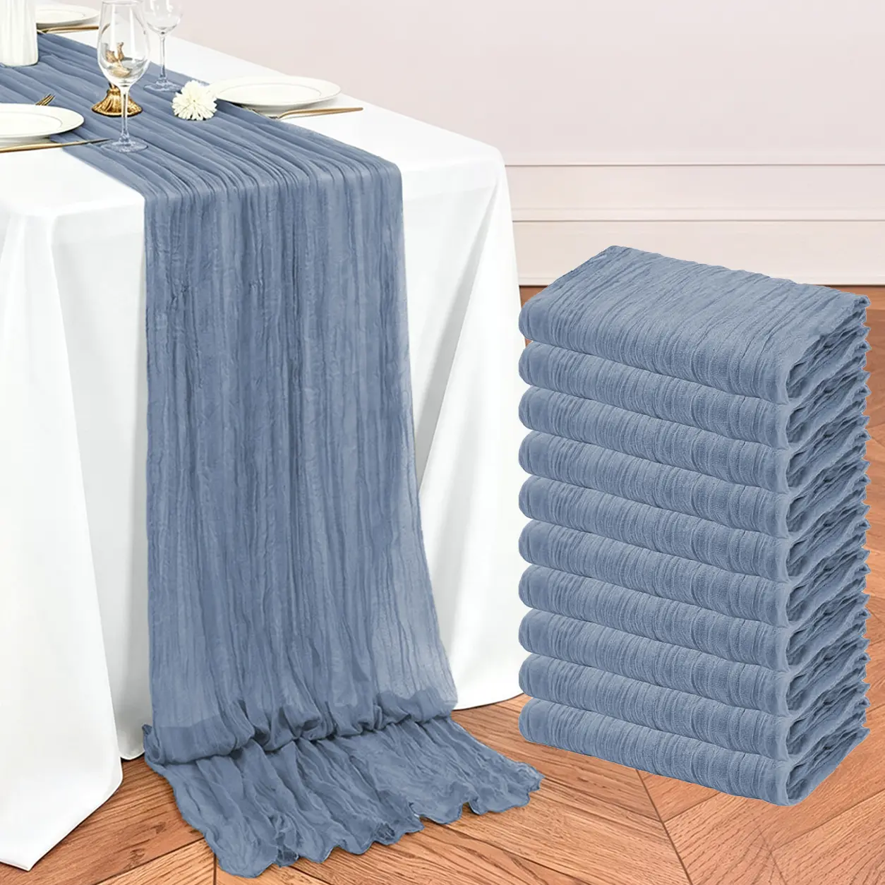3/10 Pack Cheesecloth Table Runner 20 x 120 Inch,Boho Gauze Table Runner for Wedding Decor,Bridal Shower,Baby Shower,Birthday Party,Rustic Farmhouse Table Decoration,Soft Wrinkled Sheer Fabric for Reception,Home & Holiday Decor