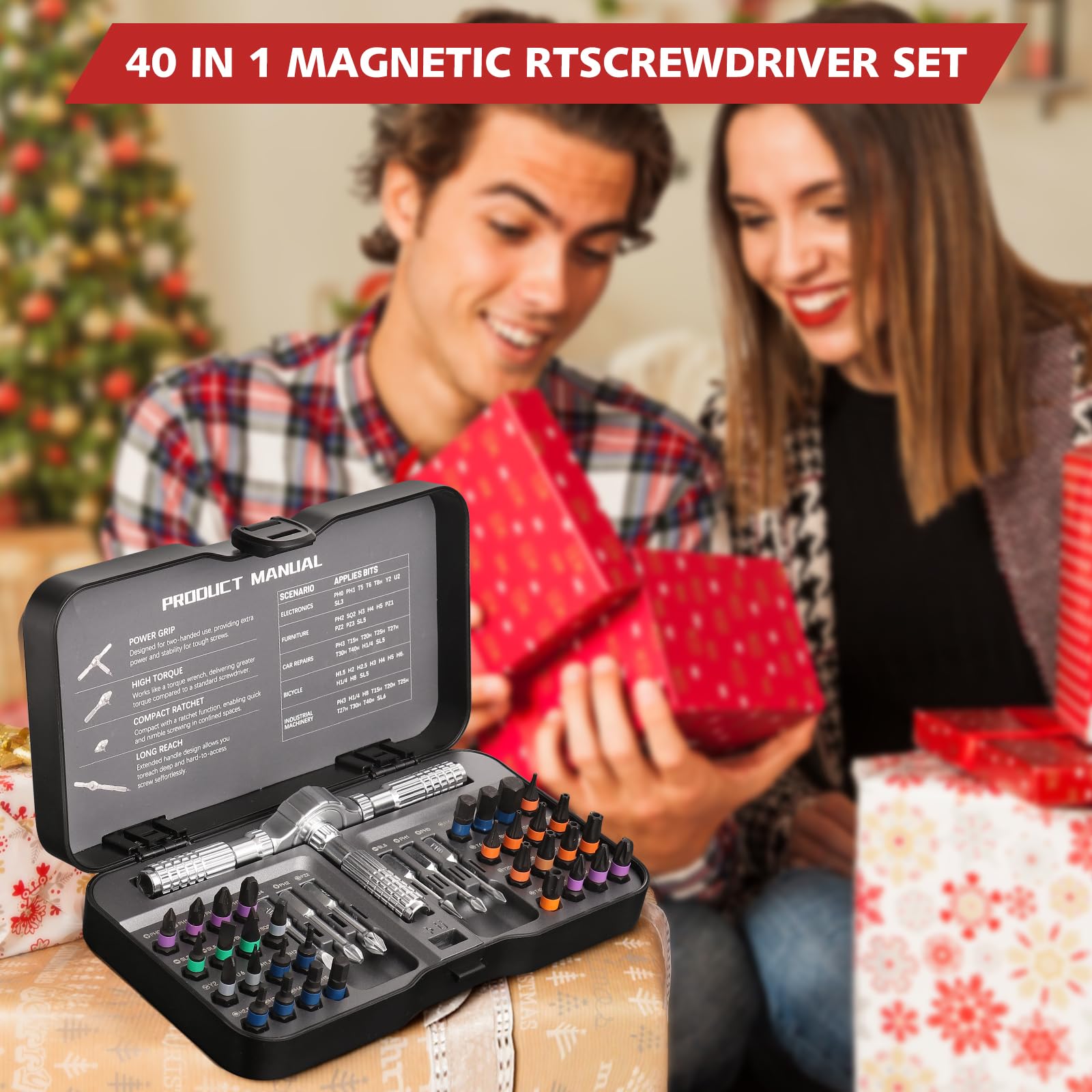 Upgraded Hex Key, Torx, and Slotted Ratchet Screwdriver Set, Magnetic Drill Bits with Size Markings | Easy to Identify and Store, Multiion T-Handle Drive Kit for DIY and Home Repair