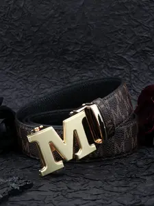 Men's Letter Design Automatic Buckle, Fashion Belt for Party, Daily Clothing Decor, Trendy All-match & Exquisite Belt for Birthday Gift, Alphabet Print Waistband, Men Accessories