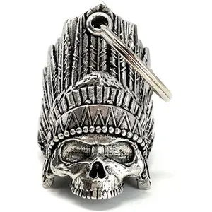 Indian Skull Bell-Biker Bell Accessory or Key Chain for Good Luck on the Road