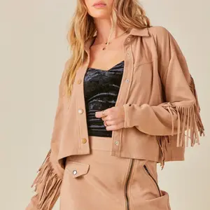 Faux  suede fringe jacket