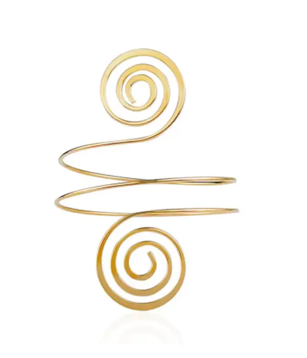 Gold Spiral Wrap Armlet (Arm Bracelet) - Open Design for Women, Perfect for Everyday Wear, Lightweight and Comfortable