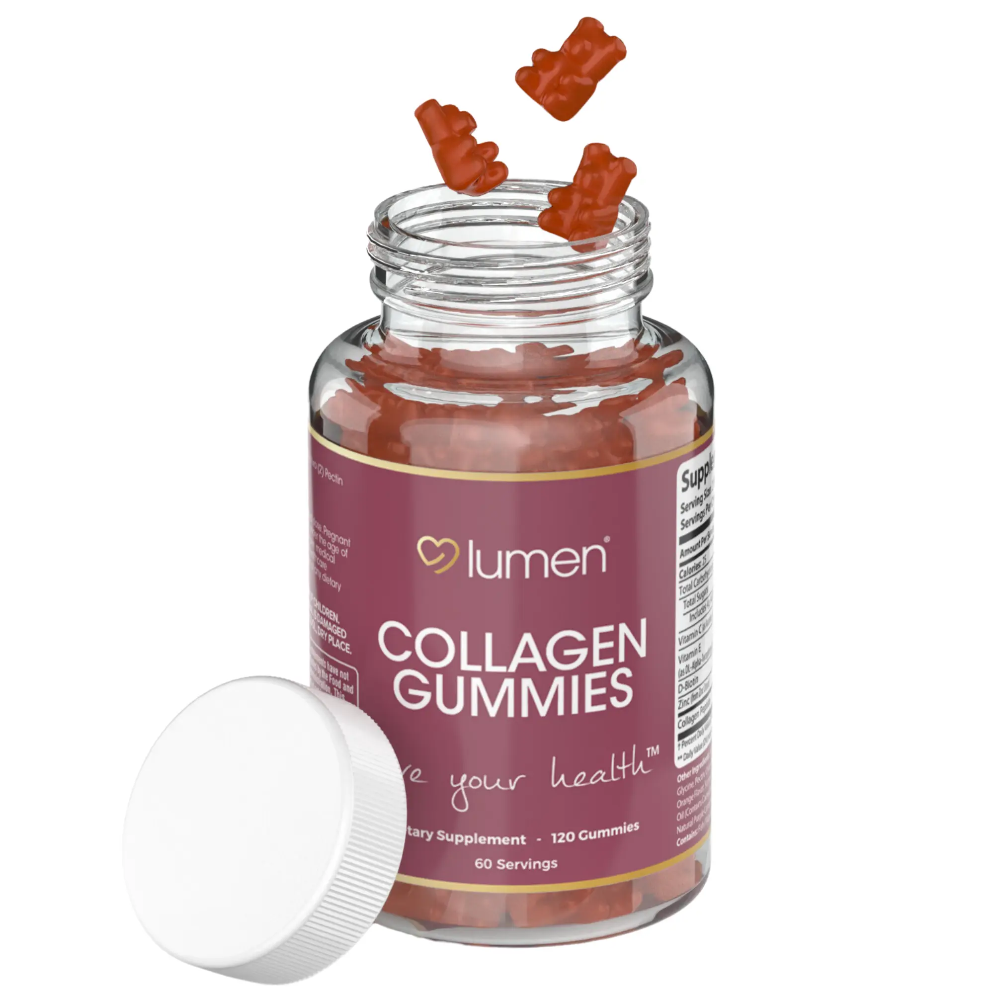 Lumen Naturals Collagen Gummies for Women – Collagen Peptides with Vitamin C, E, Biotin, and Zinc – 120 Gummies – 60 Servings – Supports Beauty and Skin Health