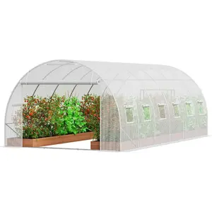 VEVOR Walk - in Tunnel Greenhouse, 29.2x9.7x6.5 ft Hoop House Greenhouse Tunnel, Plant Hot House with Galvanized Steel Frame, Green PE Cover, Roll - up Zipper Door and 12 Windows for OutdoorVEVOR Super Brand Day