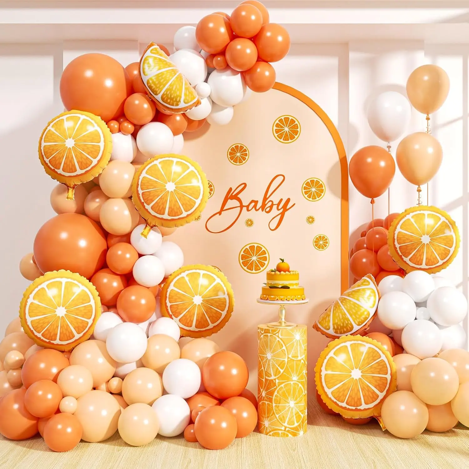 Orange Balloons Garland Arch Kit - 170Pcs Different Size Orange and Pastel Orange Balloons for Little Cutie Shower Tangerine Theme Fruit Birthday Gender Reveal Party Decorations