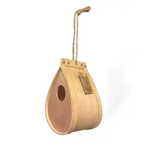 TOUCH OF ECO Pollinating Palace Outdoor Hanging Wooden Bird House for Hummingbirds Bluebirds Finch Cardinals & Songbirds - Nesting Box for Wild Bird Viewing Safe Entrance Hole Durable Natural Wood Eco-Friendly Design