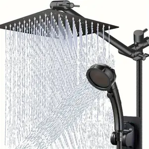 Rain Shower Head with Shower Spray, 3+1 Modes Shower System with Retractable Arm, Bathroom Shower Equipment for Home Use