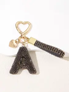 Cute Clay Keychain with Rhinestones, Women's Bag Accessory, Car Key Chain, Heart Decoration, Gift for Mom and Friends, Bag Pendant Keychain