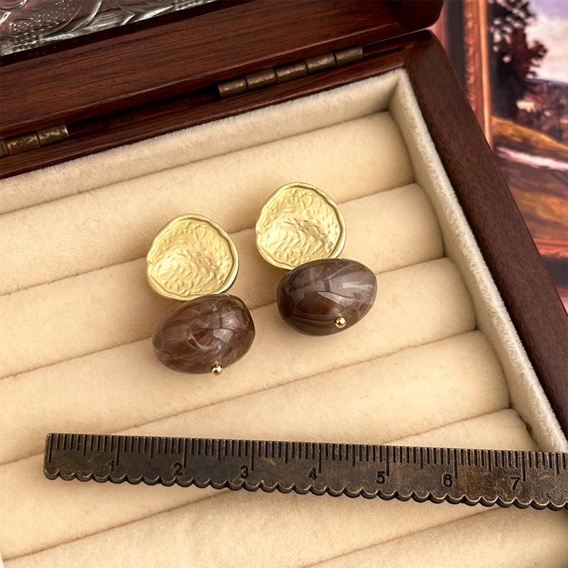 Renaissance Vintage Light Medieval Style Melad Amber Stone Earrings Collection Artistic Retro French Stud Earrings Silver Needle Copper Metal Ear Accessories Renaissance Vintage Light Medieval Style Melad Amber Stone Earrings Collection Artistic Retro French Stud Earrings Silver Needle Copper Metal Ear Accessories