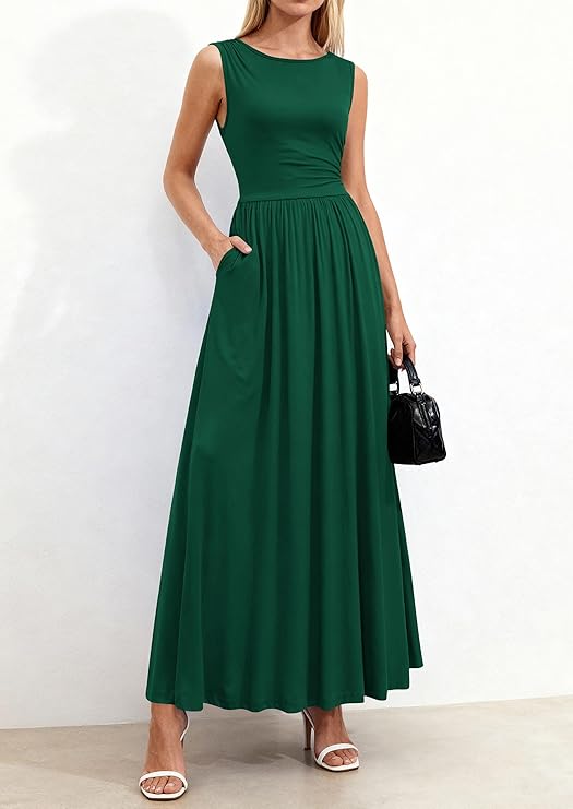 PrettyGarden Summer Maxi Dresses for Women Sleeveless A Line Flowy Long Casual Sundress Wedding Guest Fashion Clothing