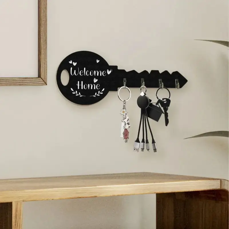 Bohemian Style Rustic Wooden Key Holder, Creative Porch Keychain Craft Hook, Decorative Door Accessory, Unique Home Decoration, Home Organizer Hook, Key Hooks, Wall Hook