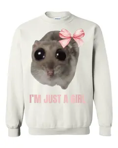 I'm Just A Girl Shirt, Sad Hamster Vintage Sweatshirt, Funny Trendy Hamster Cute Rat Sweater, Casual Crewneck Tee Top