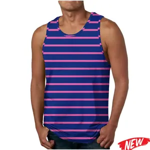 Raw Street Wear Classic Stripes Pattern Tank Top For Men Fashion 3d Printing Short Sleeves Tshirt Summer Casual Undershirt Round Neck Tank Tops
